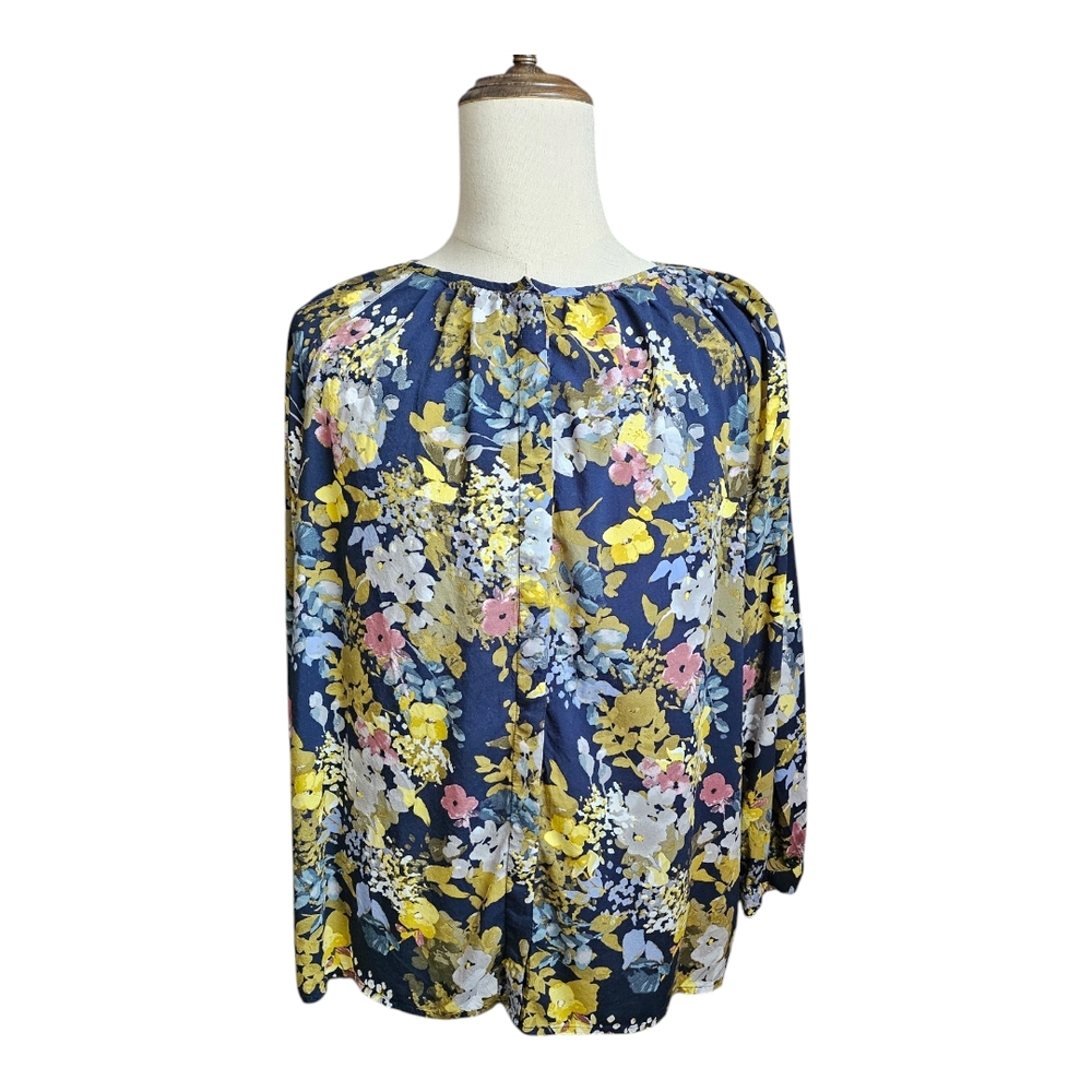 J. Jill Yellow and Blue Boxy Blouse with Relaxed Fit